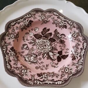 Spode Pink and Brown Floral Dinner Plate